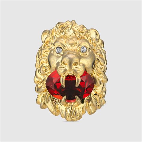 gucci lion head aged metal ring|gucci heart and cross ring.